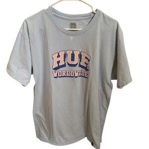 HUF Light Blue Tee with Pink and Navy Graphic